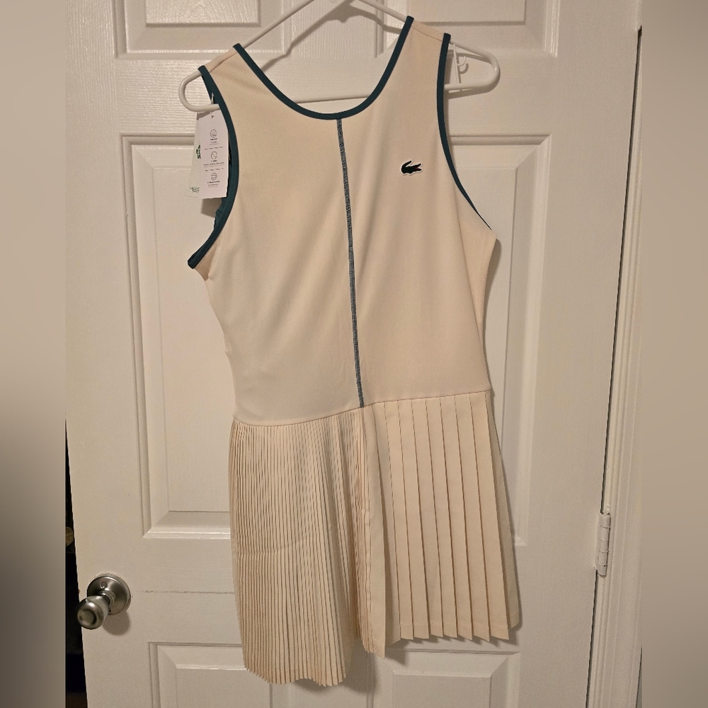 Lacoste Ivory Pleated Mini Tennis Dress